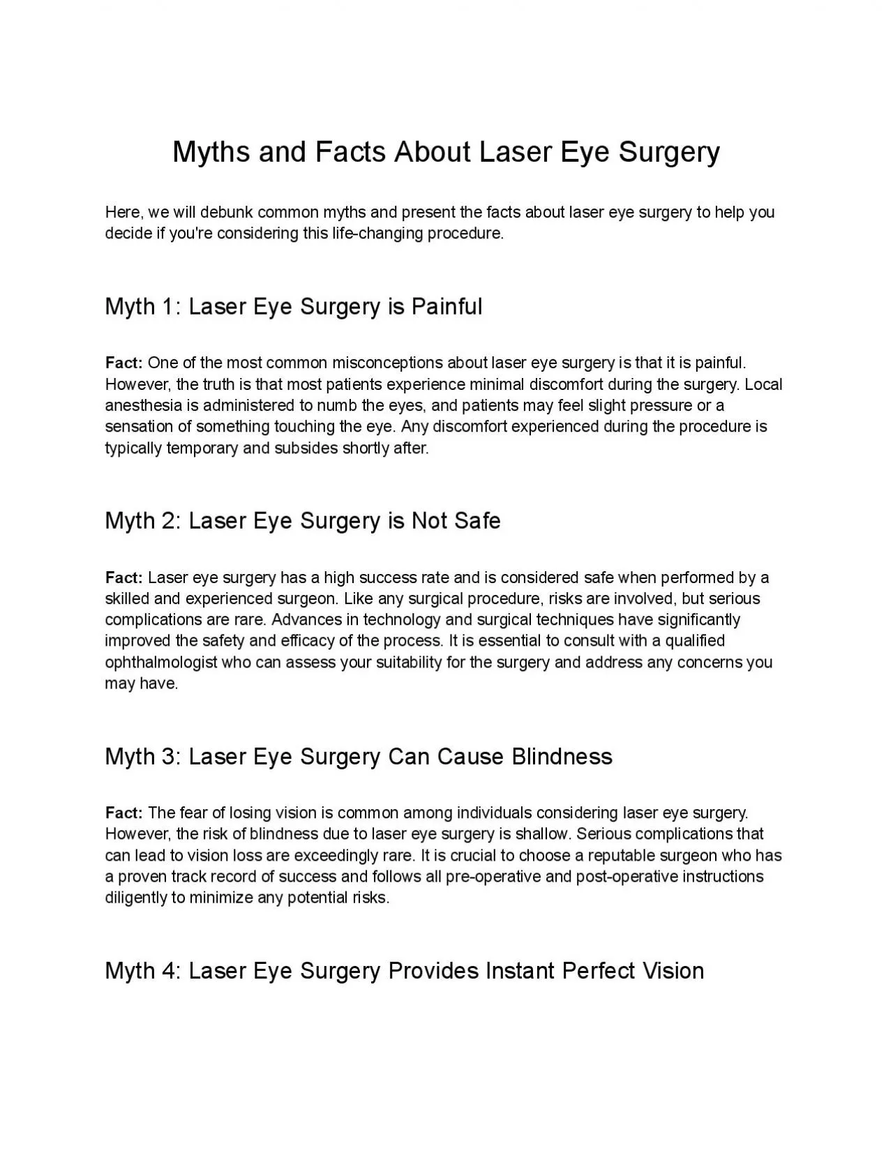 PDF-Myths and Facts About Laser Eye Surgery