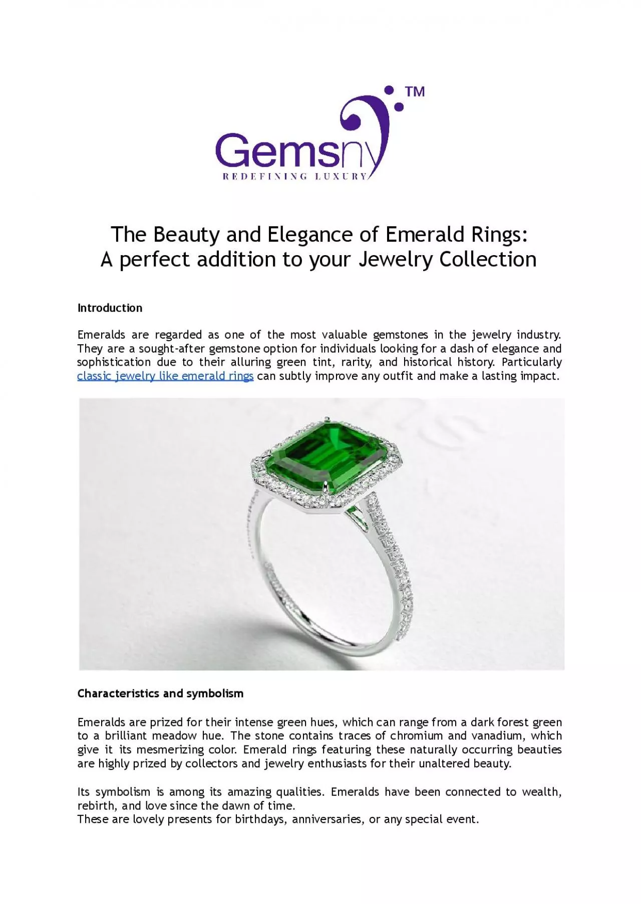 PDF-The Perfect Gift: Emerald Rings for Your Loved Ones