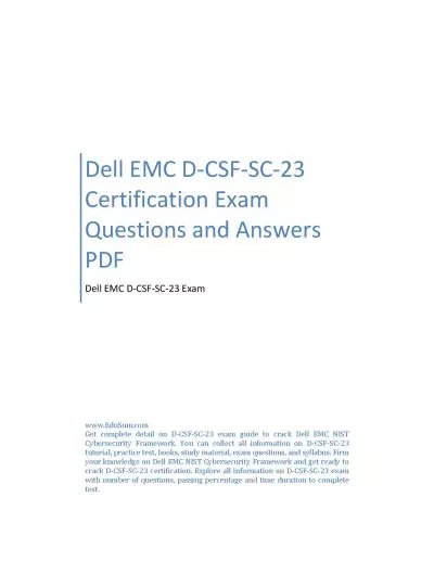 Dell EMC D-CSF-SC-23 Certification Exam Questions and Answers PDF