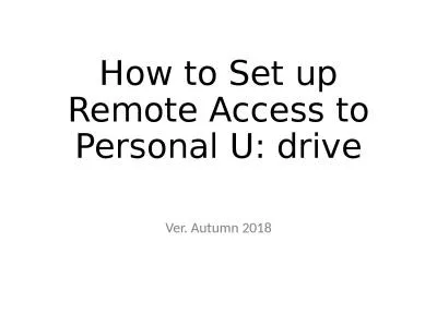 How to Set up Remote Access to Personal U: drive