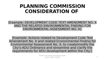 PLANNING COMMISSION CONSIDERATION OF