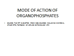 MODE OF ACTION OF ORGANOPHOSPHATES