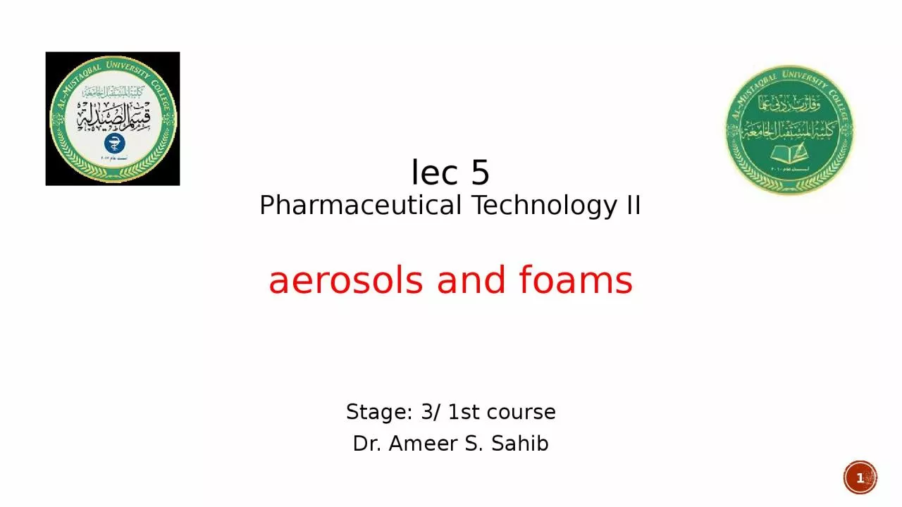 PPT-1 lec 5 Pharmaceutical Technology II