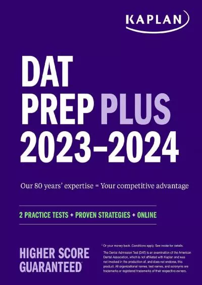 [DOWNLOAD] DAT Prep Plus 2023-2024: 2 Practice Tests + Proven Strategies + Online Kaplan
