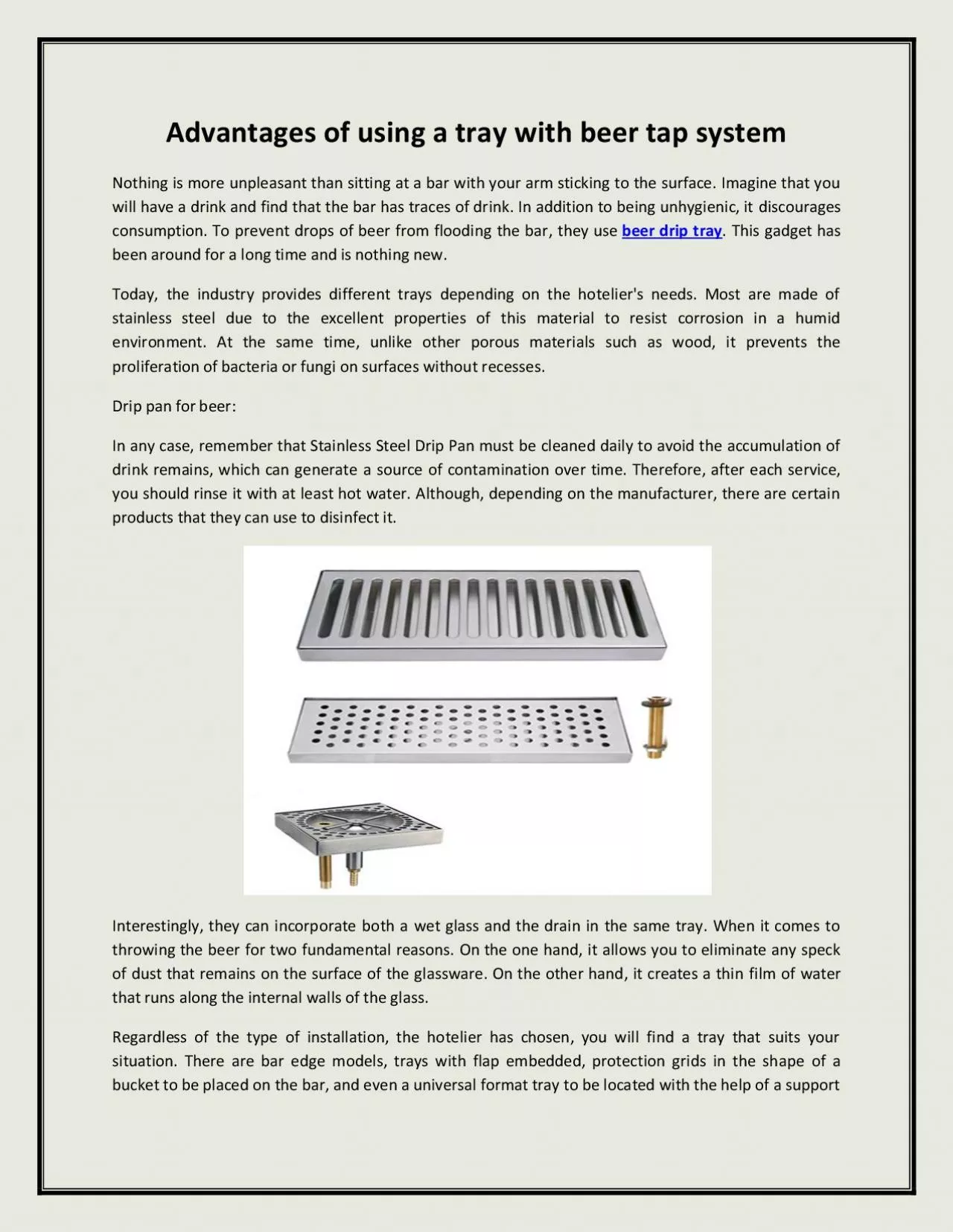 PDF-Advantages of using a tray with beer tap system