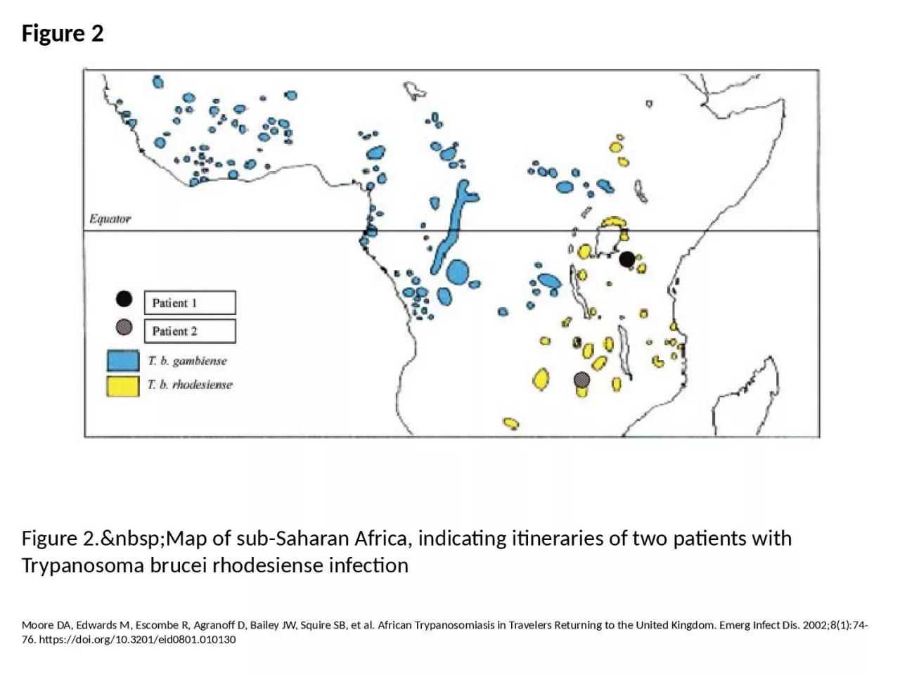 PPT-Figure 2 Figure 2.&nbsp;Map of sub-Saharan Africa, indicating itineraries of two patients