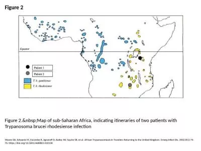 Figure 2 Figure 2.&nbsp;Map of sub-Saharan Africa, indicating itineraries of two patients with