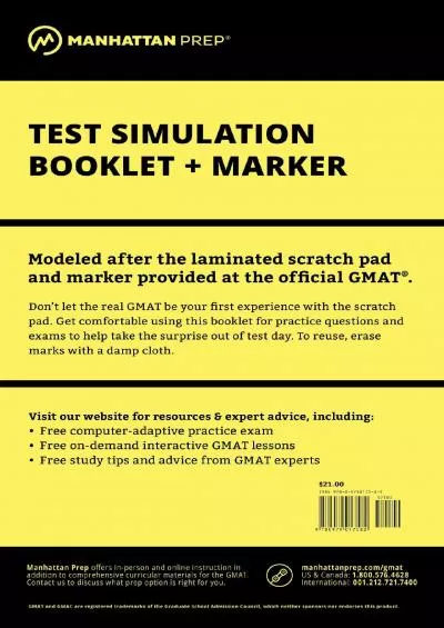 [DOWNLOAD] Manhattan GMAT Test Simulation Booklet w/ Marker