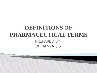 DEFINITIONS OF PHARMACEUTICAL TERMS