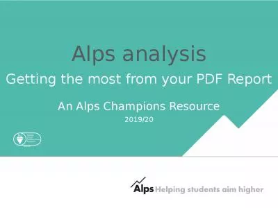 Alps analysis Getting the most from your PDF Report