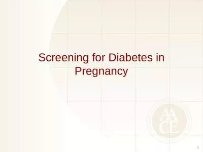 Screening for Diabetes in Pregnancy