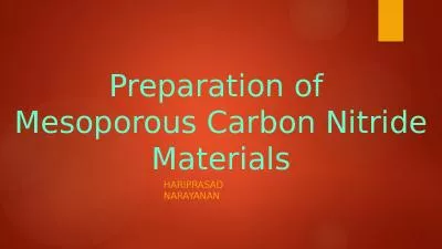 Preparation of  Mesoporous Carbon Nitride Materials