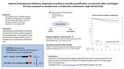 Interest of treating iron deficiency, diagnosed according to hepcidin quantification, on outcomes a