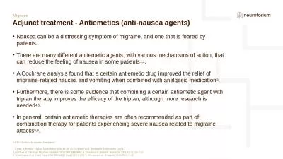 Migraine Adjunct treatment - Antiemetics (anti-nausea agents)