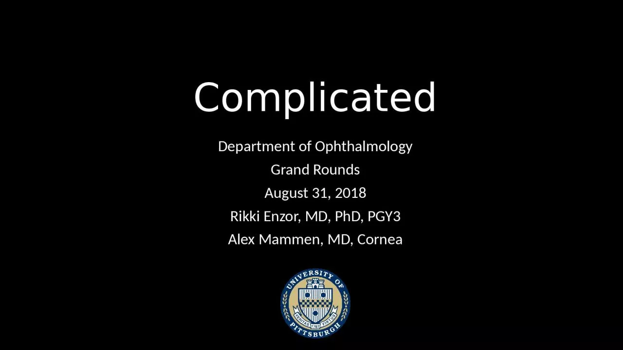 PPT-Complicated Department of Ophthalmology