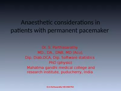 Anaesthetic  considerations in patients with permanent pacemaker