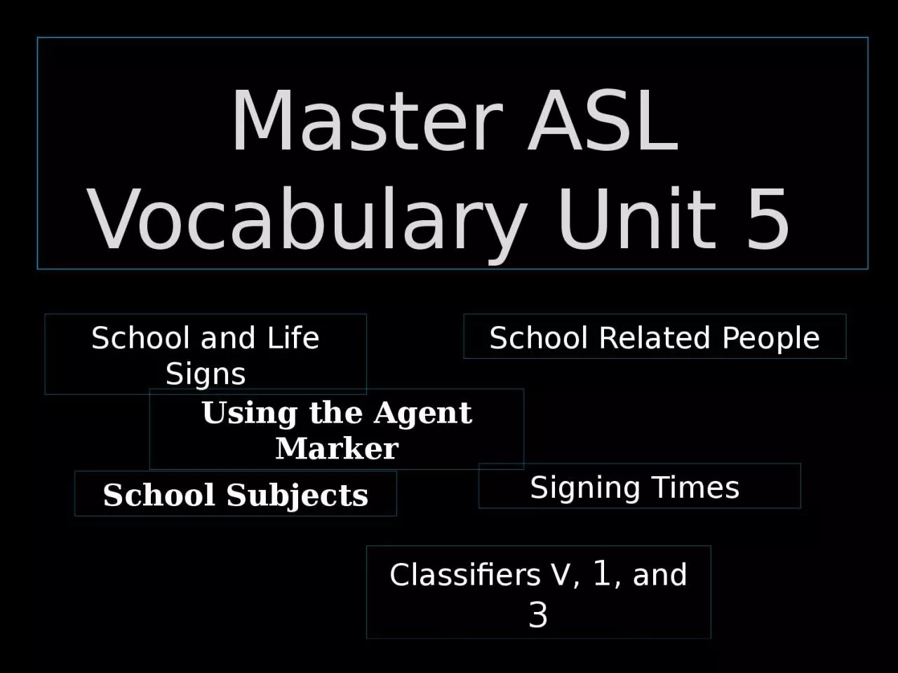 PPT-Master ASL Vocabulary Unit 5