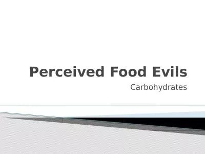 Perceived Food Evils Carbohydrates