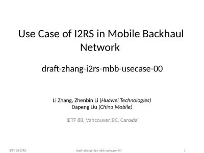 Use Case of I2RS in Mobile Backhaul Network