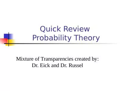 Quick Review  Probability Theory