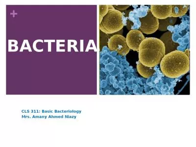 BACTERIA CLS 311: Basic Bacteriology