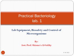 Lab Equipment, Biosafety and Control of Microorganisms