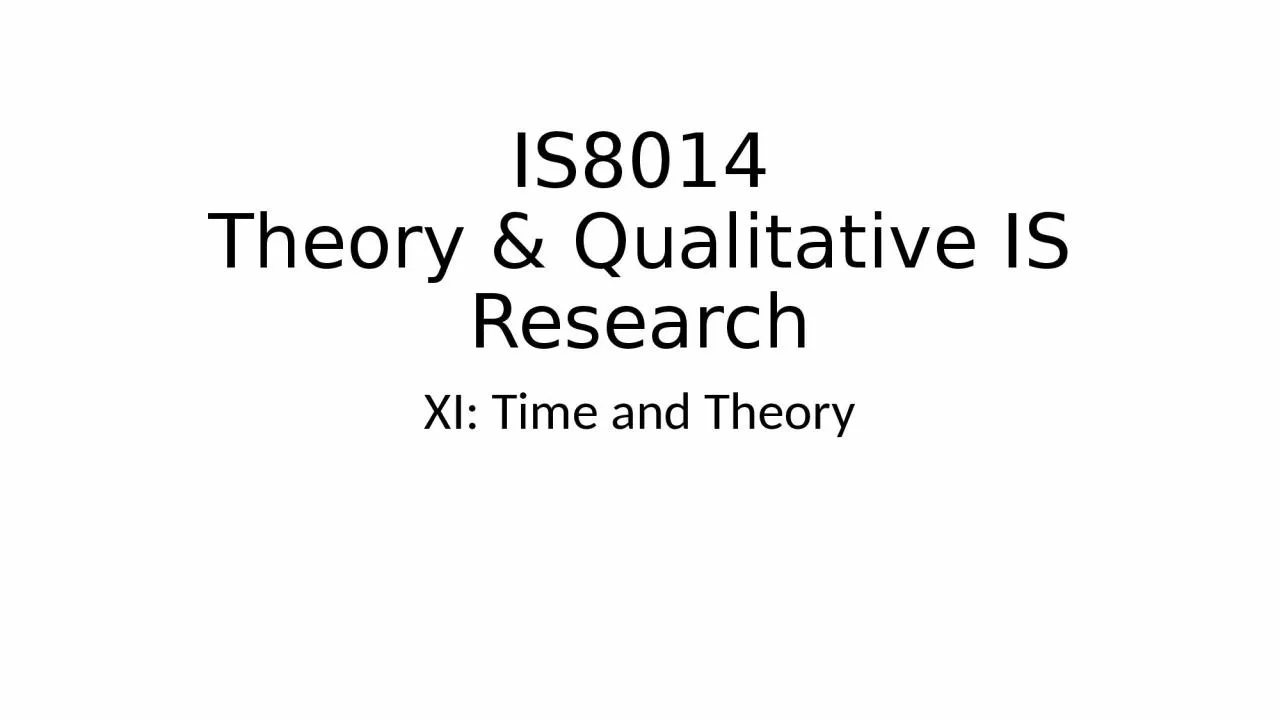 IS8014 Theory & Qualitative IS Research