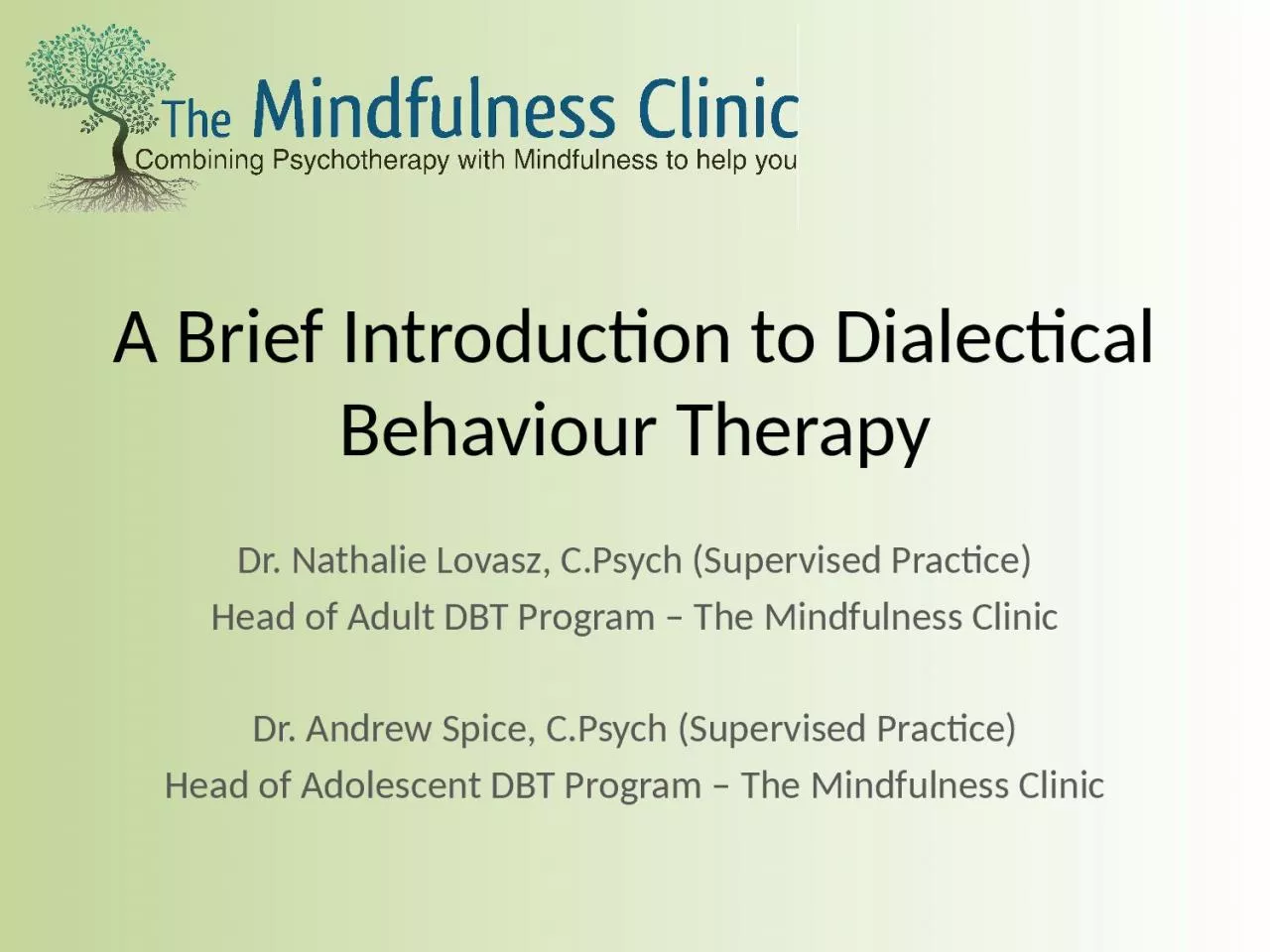 PPT-A Brief Introduction to Dialectical Behaviour Therapy