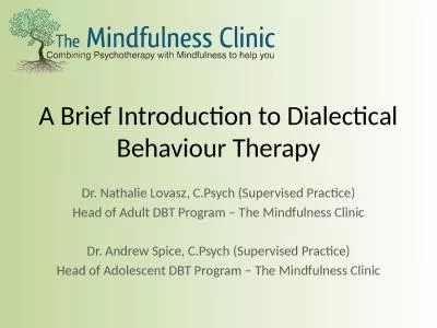 A Brief Introduction to Dialectical Behaviour Therapy