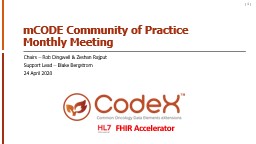 PPT-mCODE Community of Practice Monthly Meeting