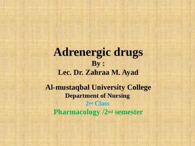 Adrenergic drugs By  : Lec