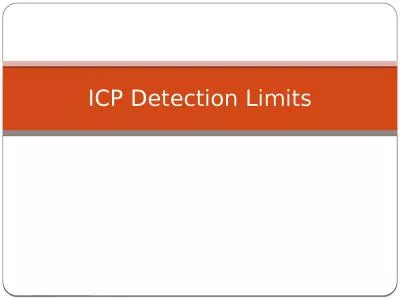 ICP Detection Limits Detection Limit (DL) or