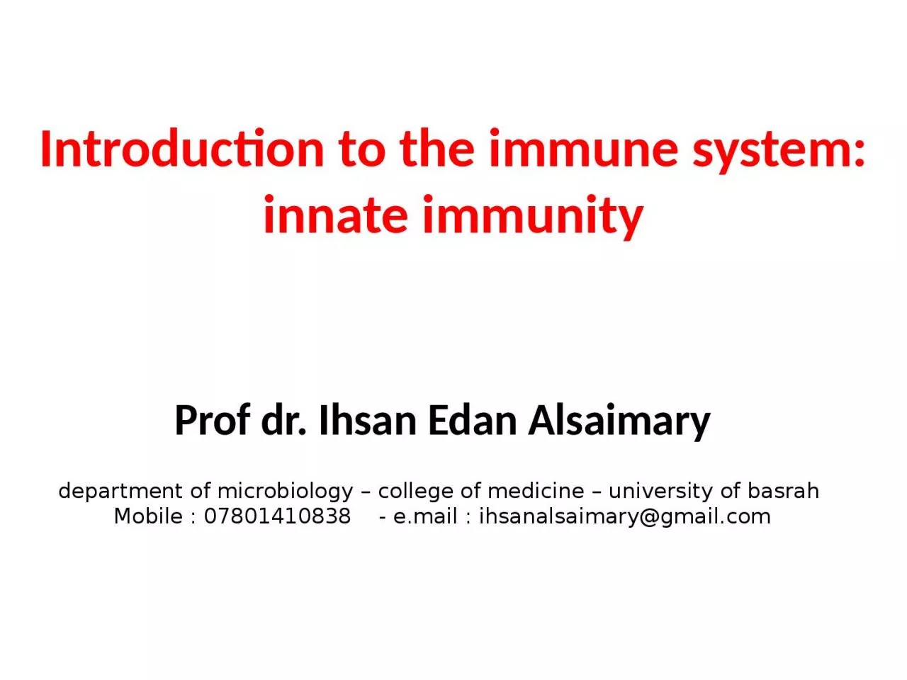 Introduction to the immune system: