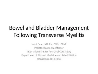 Bowel and Bladder Management