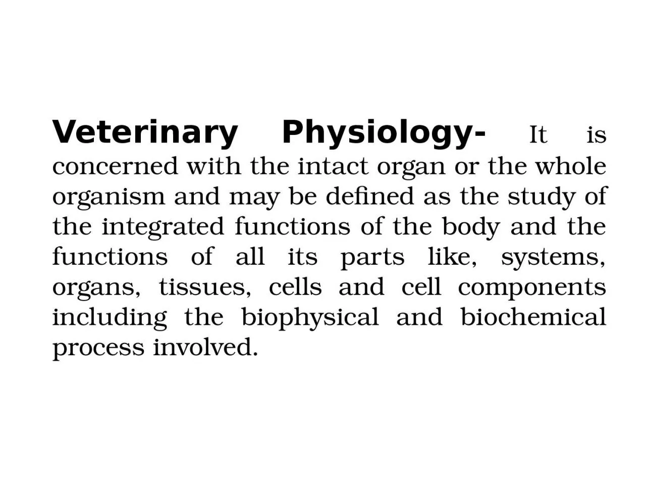 Veterinary Physiology-