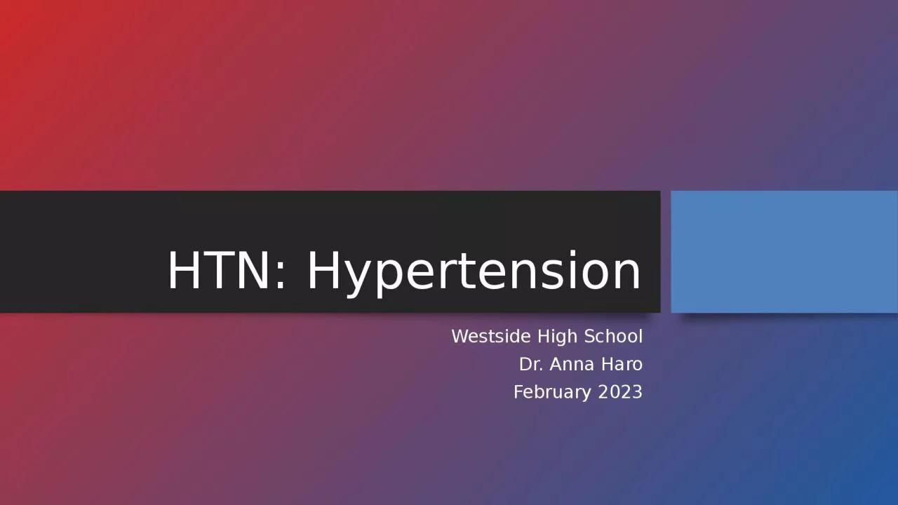 PPT-HTN: Hypertension Westside High School