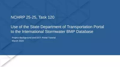 NCHRP 25-25, Task 120 Use of the State Department of Transportation Portal to the International