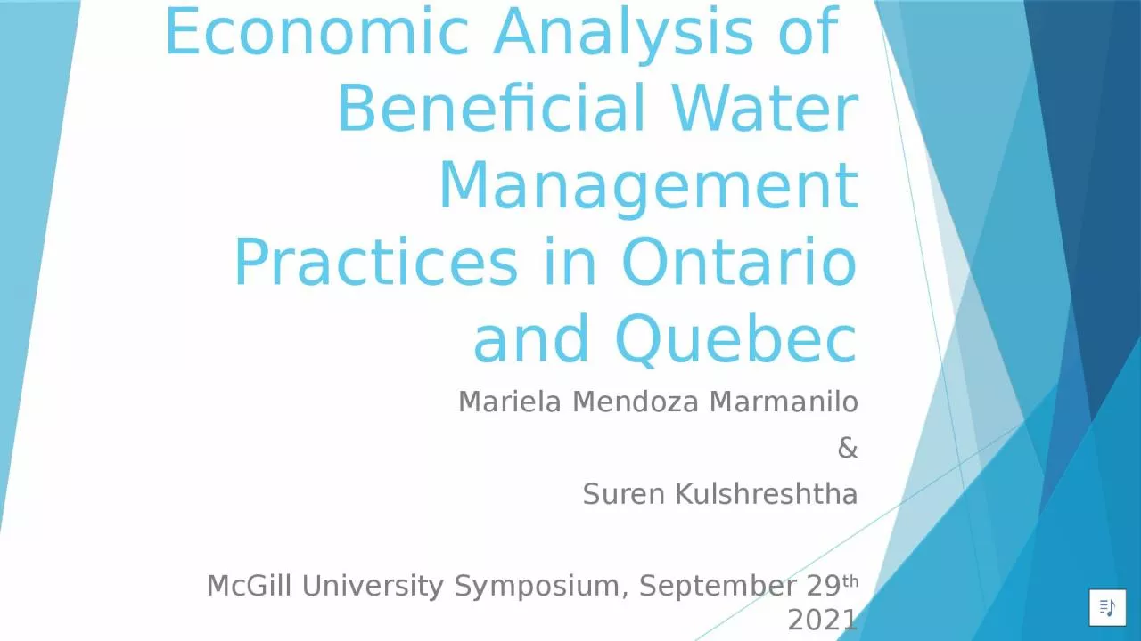 Economic Analysis of  Beneficial Water Management Practices in Ontario and Quebec