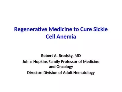 Regenerative Medicine to Cure Sickle Cell Anemia