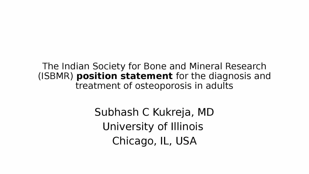 PPT-The Indian Society for Bone and Mineral Research (ISBMR)