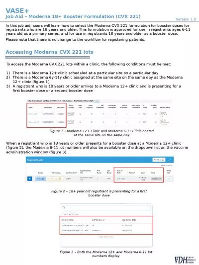 VASE+ Job Aid – Moderna 18+ Booster Formulation (CVX 221)