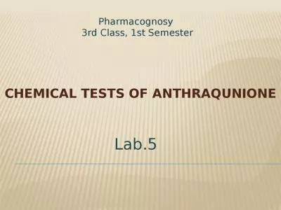 CHEMICAL  TESTS  OF ANTHRAQUNIONE