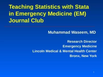 1 Teaching Statistics with Stata in Emergency Medicine (EM) Journal Club