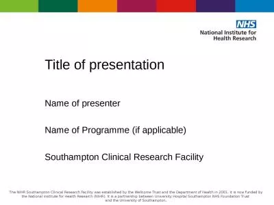 Title of presentation Name of Programme (if applicable)