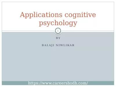 By Balaji   Niwlikar Applications cognitive psychology
