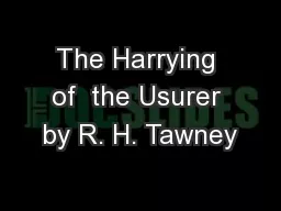 The Harrying of  the Usurer by R. H. Tawney