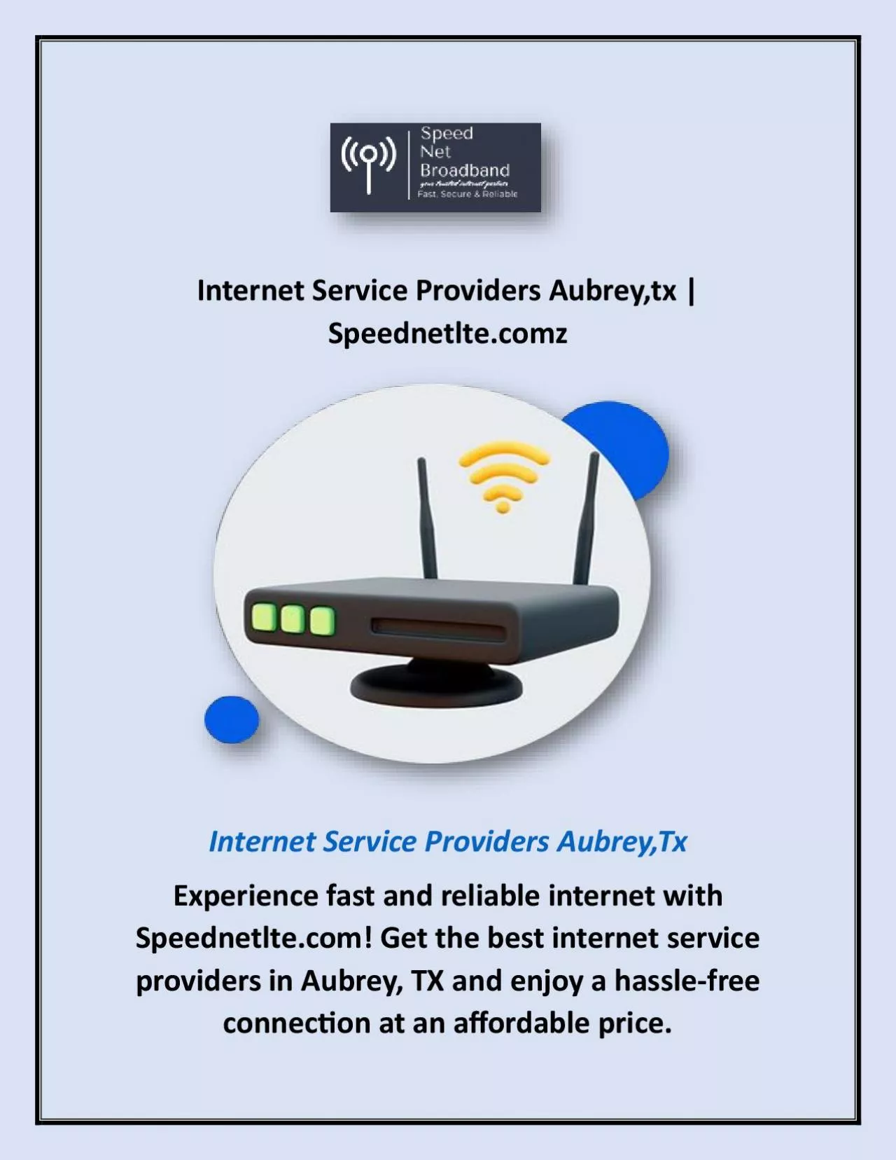 PDF-Internet Service Providers Aubrey,tx | Speednetlte.com