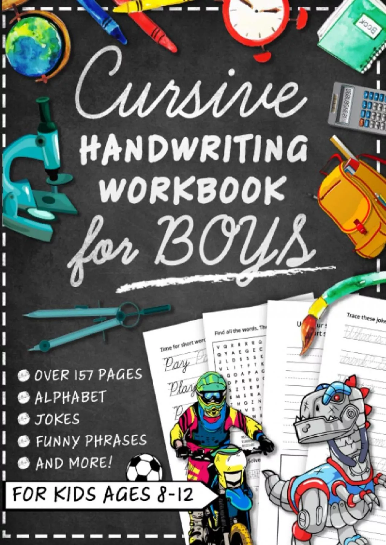 [DOWNLOAD] Cursive Handwriting Workbook for Kids Ages 8-12 with Jokes  Riddles for Boys: