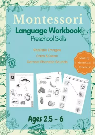 [EBOOK] Montessori Language Workbook Preschool Skills: Realistic Images, Calm  Clean, Correct Phonetic Sounds