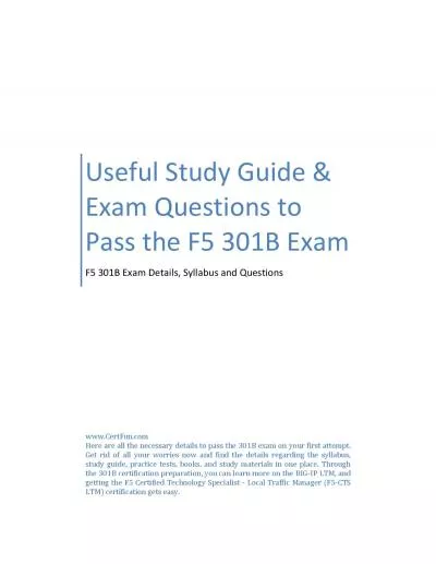 Useful Study Guide & Exam Questions to Pass the F5 301B Exam